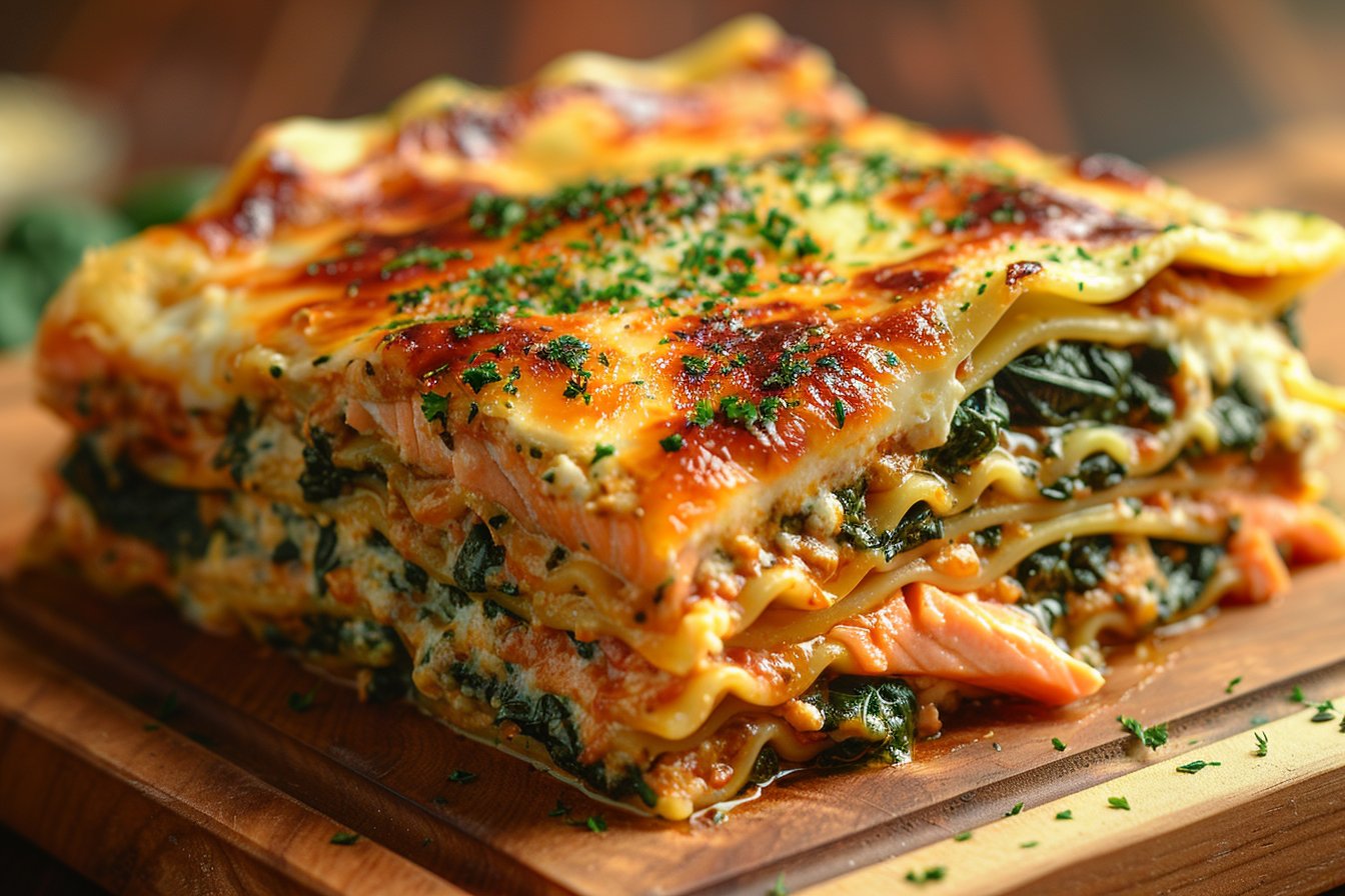 Découvrez la savoureuse recette de lasagne au saumon et épinards